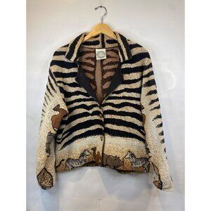 Sugar Street Weavers Woven Tapestry Safari Animal Jacket Art To Wear One Size